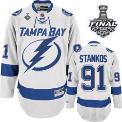 Authentic Reebok Youth Steven Stamkos Away 2015 Stanley Cup Jersey - NHL 91 Tampa Bay Lightning