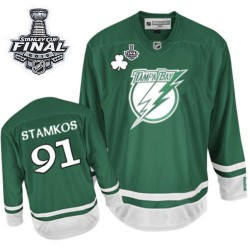 Premier Reebok Youth Steven Stamkos St Patty's Day 2015 Stanley Cup Jersey - NHL 91 Tampa Bay Lightning