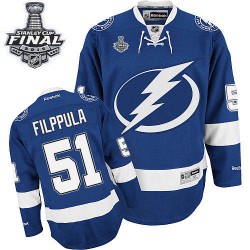 Authentic Reebok Adult Valtteri Filppula Home 2015 Stanley Cup Jersey - NHL 51 Tampa Bay Lightning