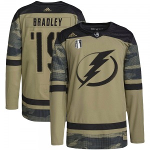 Authentic Adidas Youth Brian Bradley Camo Military Appreciation Practice 2022 Stanley Cup Final Jersey - NHL Tampa Bay Lightning