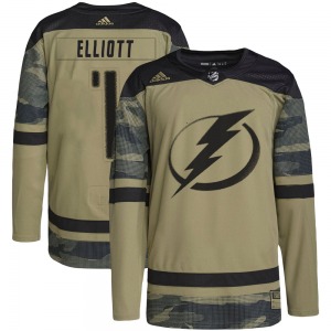 Authentic Adidas Adult Brian Elliott Camo Military Appreciation Practice Jersey - NHL Tampa Bay Lightning
