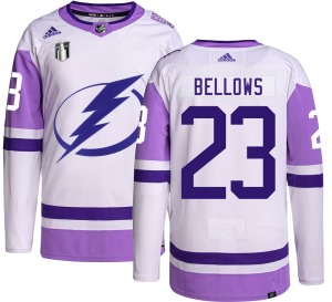 Authentic Adidas Adult Brian Bellows Hockey Fights Cancer 2022 Stanley Cup Final Jersey - NHL Tampa Bay Lightning