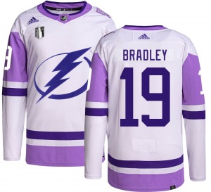 Authentic Adidas Adult Brian Bradley Hockey Fights Cancer 2022 Stanley Cup Final Jersey - NHL Tampa Bay Lightning
