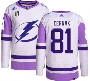 Authentic Adidas Adult Erik Cernak Hockey Fights Cancer 2022 Stanley Cup Final Jersey - NHL Tampa Bay Lightning