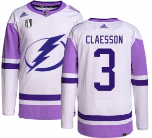 Authentic Adidas Adult Fredrik Claesson Hockey Fights Cancer 2022 Stanley Cup Final Jersey - NHL Tampa Bay Lightning