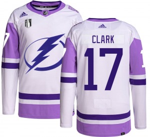 Authentic Adidas Adult Wendel Clark Hockey Fights Cancer 2022 Stanley Cup Final Jersey - NHL Tampa Bay Lightning