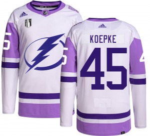 Authentic Adidas Adult Cole Koepke Hockey Fights Cancer 2022 Stanley Cup Final Jersey - NHL Tampa Bay Lightning