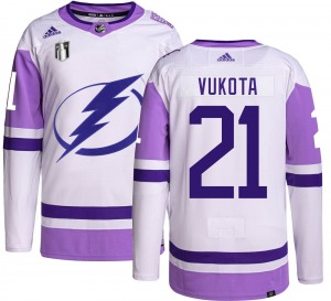 Authentic Adidas Adult Mick Vukota Hockey Fights Cancer 2022 Stanley Cup Final Jersey - NHL Tampa Bay Lightning