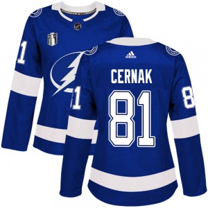 Authentic Adidas Women's Erik Cernak Blue Home 2022 Stanley Cup Final Jersey - NHL Tampa Bay Lightning