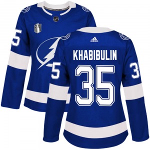 Authentic Adidas Women's Nikolai Khabibulin Blue Home 2022 Stanley Cup Final Jersey - NHL Tampa Bay Lightning