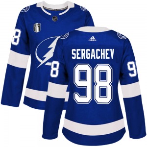 Authentic Adidas Women's Mikhail Sergachev Blue Home 2022 Stanley Cup Final Jersey - NHL Tampa Bay Lightning
