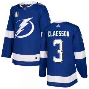 Authentic Adidas Adult Fredrik Claesson Blue Home 2022 Stanley Cup Final Jersey - NHL Tampa Bay Lightning