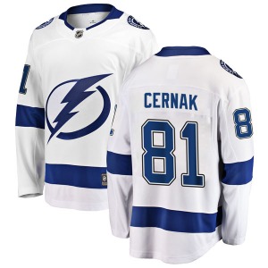 Breakaway Fanatics Branded Adult Erik Cernak White Away Jersey - NHL Tampa Bay Lightning