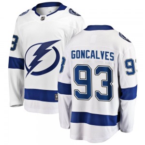 Breakaway Fanatics Branded Adult Gage Goncalves White Away Jersey - NHL Tampa Bay Lightning