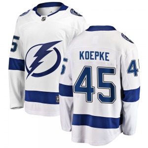 Breakaway Fanatics Branded Adult Cole Koepke White Away Jersey - NHL Tampa Bay Lightning