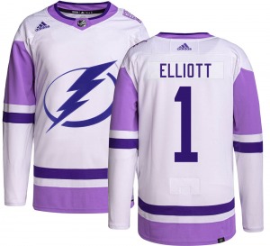Authentic Adidas Adult Brian Elliott Hockey Fights Cancer Jersey - NHL Tampa Bay Lightning