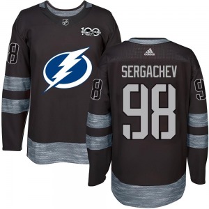 Authentic Youth Mikhail Sergachev Black 1917-2017 100th Anniversary Jersey - NHL Tampa Bay Lightning