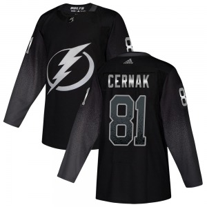 Authentic Adidas Youth Erik Cernak Black Alternate Jersey - NHL Tampa Bay Lightning