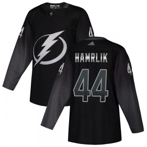 Authentic Adidas Youth Roman Hamrlik Black Alternate Jersey - NHL Tampa Bay Lightning