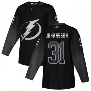 Authentic Adidas Youth Jonas Johansson Black Alternate Jersey - NHL Tampa Bay Lightning