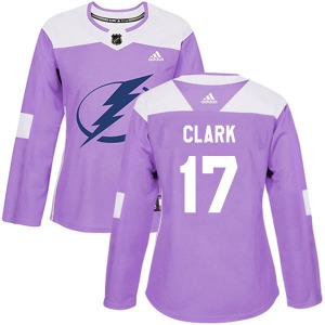Authentic Adidas Women's Wendel Clark Purple Fights Cancer Practice Jersey - NHL Tampa Bay Lightning