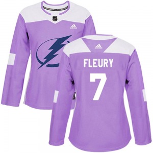 Authentic Adidas Women's Haydn Fleury Purple Fights Cancer Practice Jersey - NHL Tampa Bay Lightning