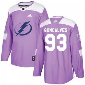 Authentic Adidas Adult Gage Goncalves Purple Fights Cancer Practice Jersey - NHL Tampa Bay Lightning