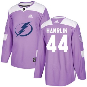 Authentic Adidas Adult Roman Hamrlik Purple Fights Cancer Practice Jersey - NHL Tampa Bay Lightning