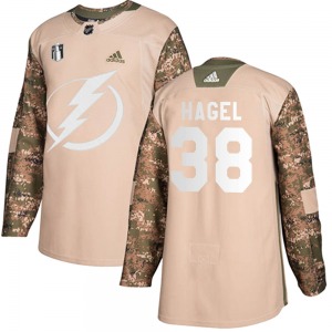 Authentic Adidas Adult Brandon Hagel Camo Veterans Day Practice 2022 Stanley Cup Final Jersey - NHL Tampa Bay Lightning