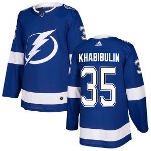 Authentic Adidas Adult Nikolai Khabibulin Blue Home Jersey - NHL Tampa Bay Lightning