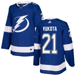 Authentic Adidas Adult Mick Vukota Blue Home Jersey - NHL Tampa Bay Lightning