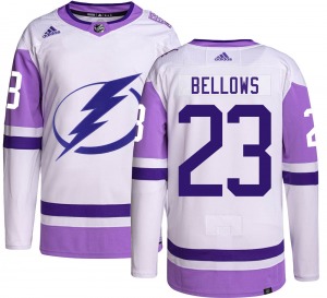 Authentic Adidas Youth Brian Bellows Hockey Fights Cancer Jersey - NHL Tampa Bay Lightning