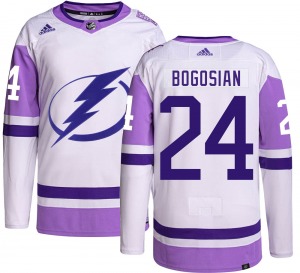 Authentic Adidas Youth Zach Bogosian Hockey Fights Cancer Jersey - NHL Tampa Bay Lightning
