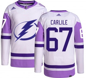 Authentic Adidas Youth Declan Carlile Hockey Fights Cancer Jersey - NHL Tampa Bay Lightning