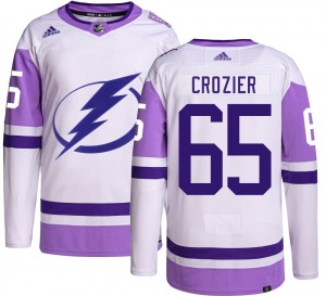 Authentic Adidas Youth Maxwell Crozier Hockey Fights Cancer Jersey - NHL Tampa Bay Lightning