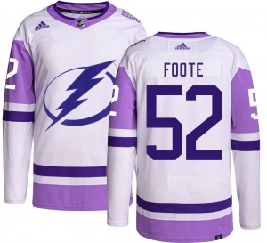 Authentic Adidas Youth Cal Foote Hockey Fights Cancer Jersey - NHL Tampa Bay Lightning
