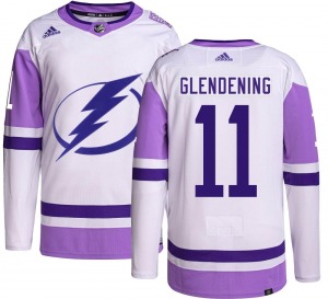 Authentic Adidas Youth Luke Glendening Hockey Fights Cancer Jersey - NHL Tampa Bay Lightning
