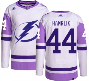 Authentic Adidas Youth Roman Hamrlik Hockey Fights Cancer Jersey - NHL Tampa Bay Lightning