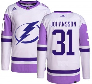 Authentic Adidas Youth Jonas Johansson Hockey Fights Cancer Jersey - NHL Tampa Bay Lightning