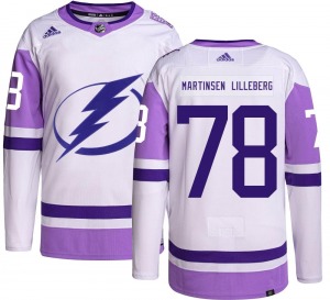 Authentic Adidas Youth Emil Martinsen Lilleberg Hockey Fights Cancer Jersey - NHL Tampa Bay Lightning
