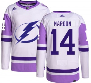 Authentic Adidas Youth Pat Maroon Hockey Fights Cancer Jersey - NHL Tampa Bay Lightning