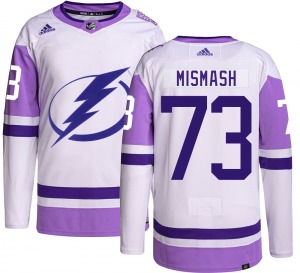 Authentic Adidas Youth Grant Mismash Hockey Fights Cancer Jersey - NHL Tampa Bay Lightning