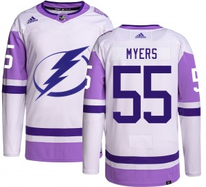 Authentic Adidas Youth Philippe Myers Hockey Fights Cancer Jersey - NHL Tampa Bay Lightning