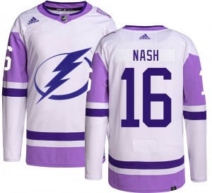 Authentic Adidas Youth Riley Nash Hockey Fights Cancer Jersey - NHL Tampa Bay Lightning