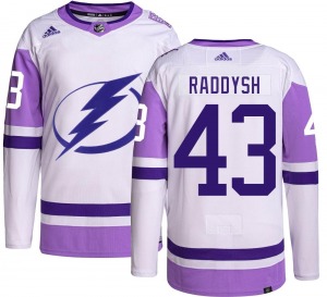 Authentic Adidas Youth Darren Raddysh Hockey Fights Cancer Jersey - NHL Tampa Bay Lightning
