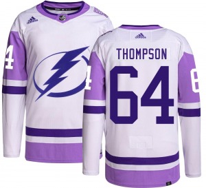 Authentic Adidas Youth Jack Thompson Hockey Fights Cancer Jersey - NHL Tampa Bay Lightning