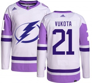 Authentic Adidas Youth Mick Vukota Hockey Fights Cancer Jersey - NHL Tampa Bay Lightning