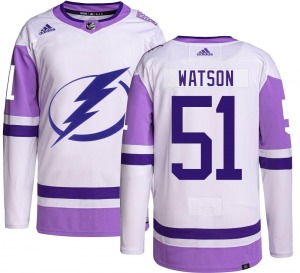 Authentic Adidas Youth Austin Watson Hockey Fights Cancer Jersey - NHL Tampa Bay Lightning