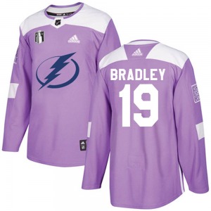 Authentic Adidas Youth Brian Bradley Purple Fights Cancer Practice 2022 Stanley Cup Final Jersey - NHL Tampa Bay Lightning