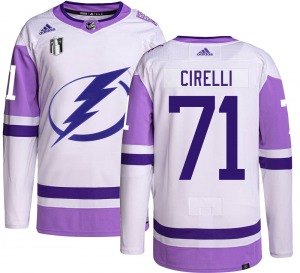 Authentic Adidas Youth Anthony Cirelli Hockey Fights Cancer 2022 Stanley Cup Final Jersey - NHL Tampa Bay Lightning